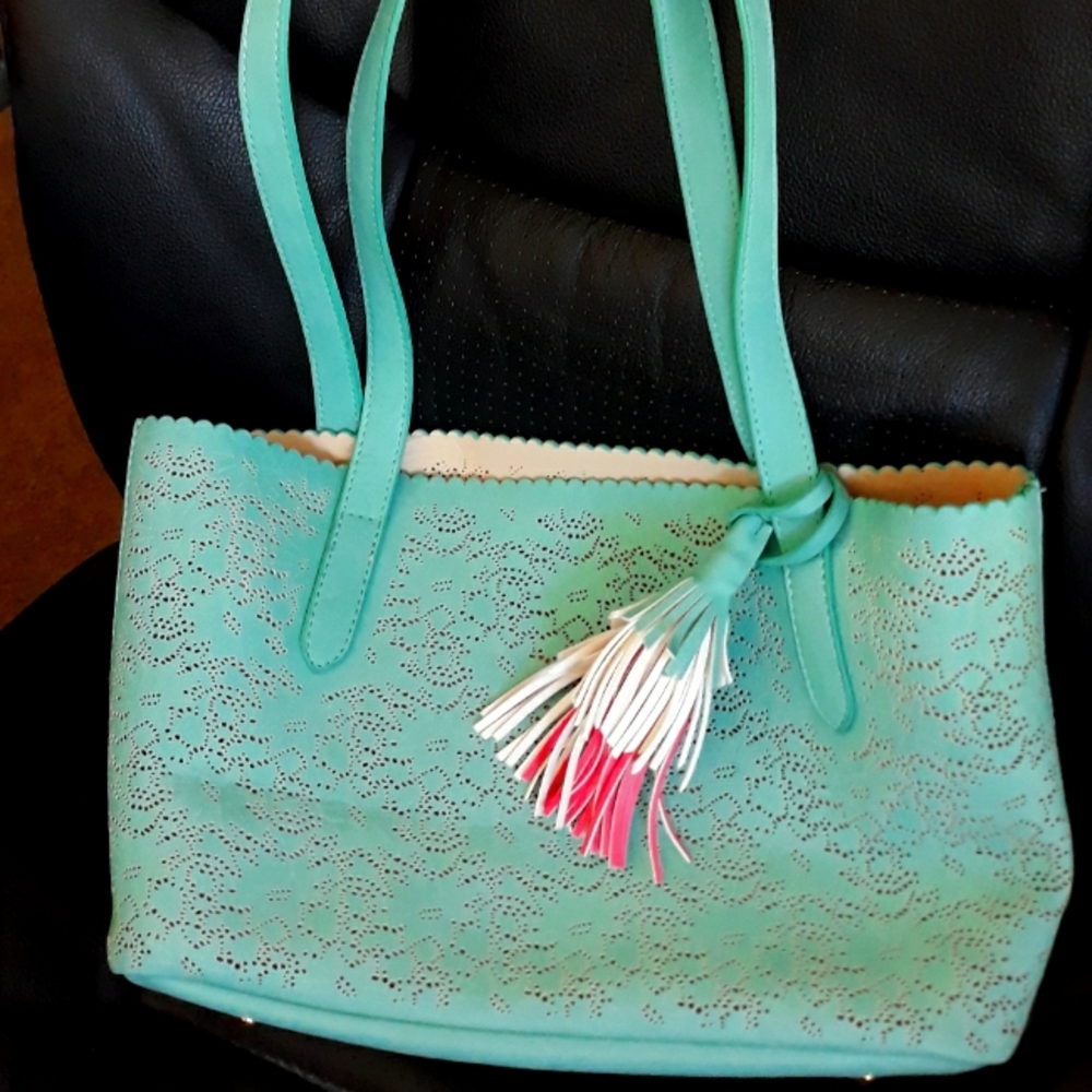 BUCO satchel handbag light aqua blue